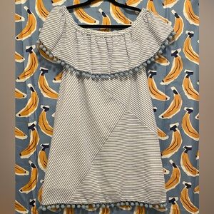 Endless Rose Striped Sundress with Flutter Sleeves and Off the Shoulder Neckline